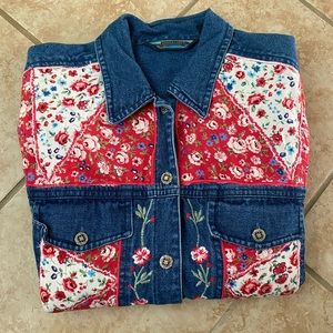 90s Vintage Country Chic Floral Denim Jacket